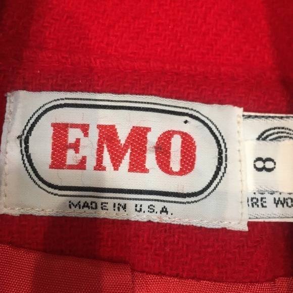 Vintage lipstick red wool blazer with gold buttons size 8 - Picture 3 of 3